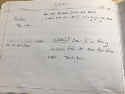 Valley Farm Walberswick Guest book entry by guests